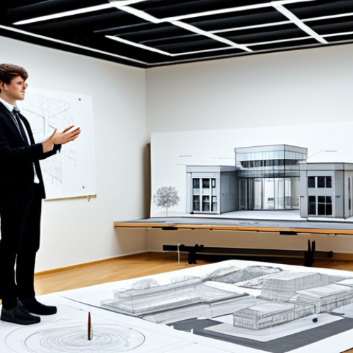 **

"A young architecture student, fully clothed in professional attire, presenting a design project at a university critique. The background shows a modern studio space with architectural models and drawings. Safe for work, appropriate content, professional, perfect anatomy, correct proportions, well-formed hands, proper finger count, natural body proportions, family-friendly."

**