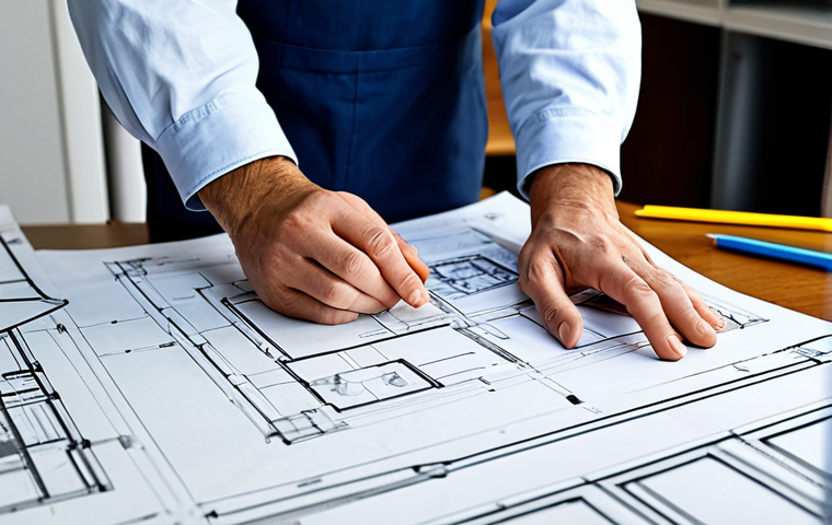건축기술사와 건축법 - Architect at Work**

"A professional architect, fully clothed in appropriate work attire, reviewing ...